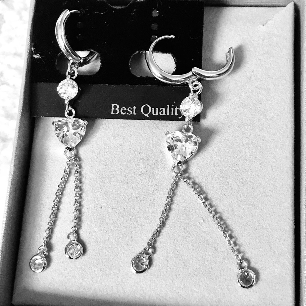 Silver earring W Rhinestone - Picture 4 of 5